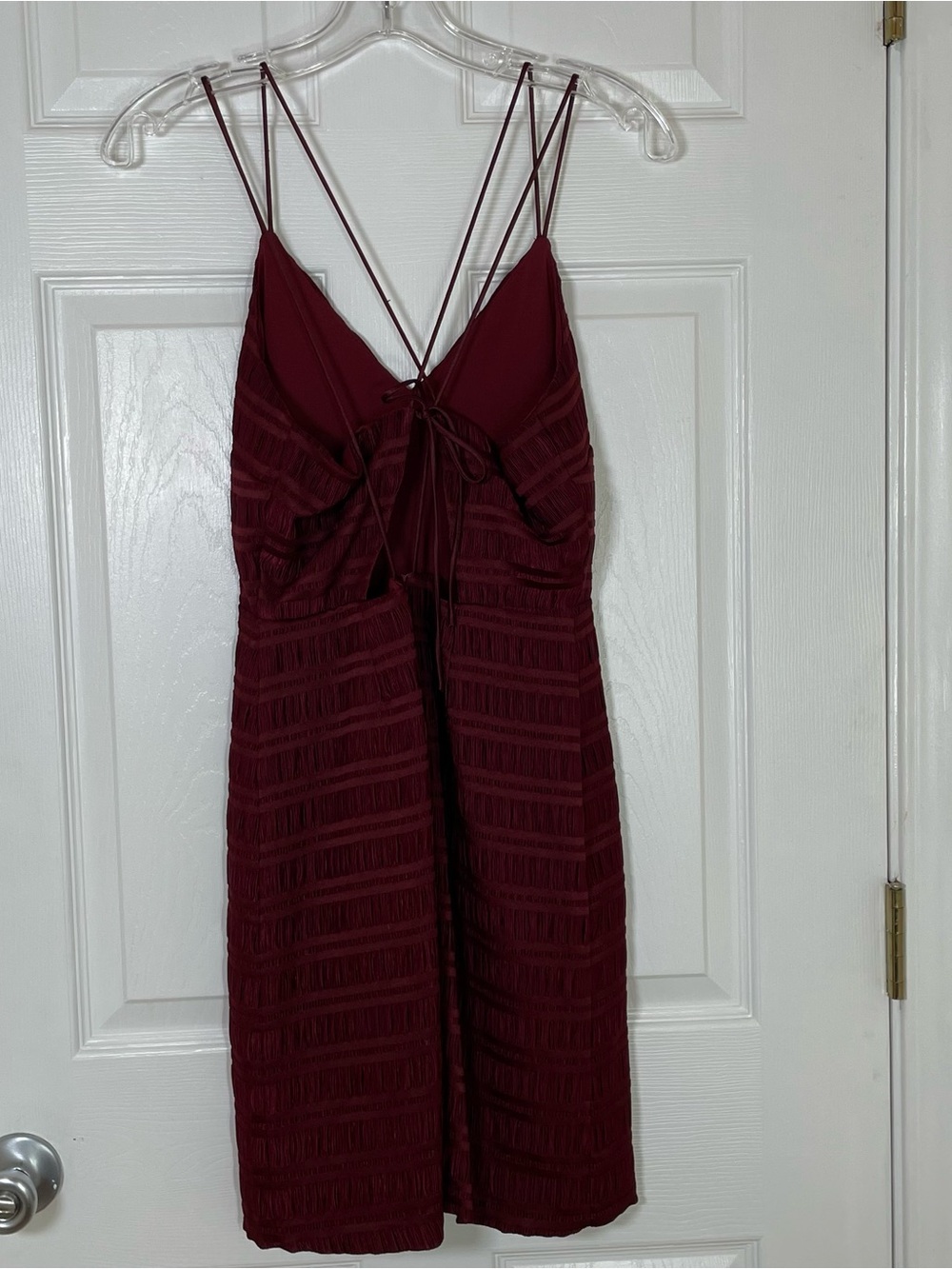 Endless Rose Revolve Burgundy Textured Strappy Mini Bodycon Dress Size Small
